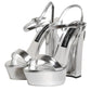 Dolce & Gabbana Silver Leather Platform Keira Sandals Shoes