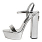 Dolce & Gabbana Silver Leather Platform Keira Sandals Shoes