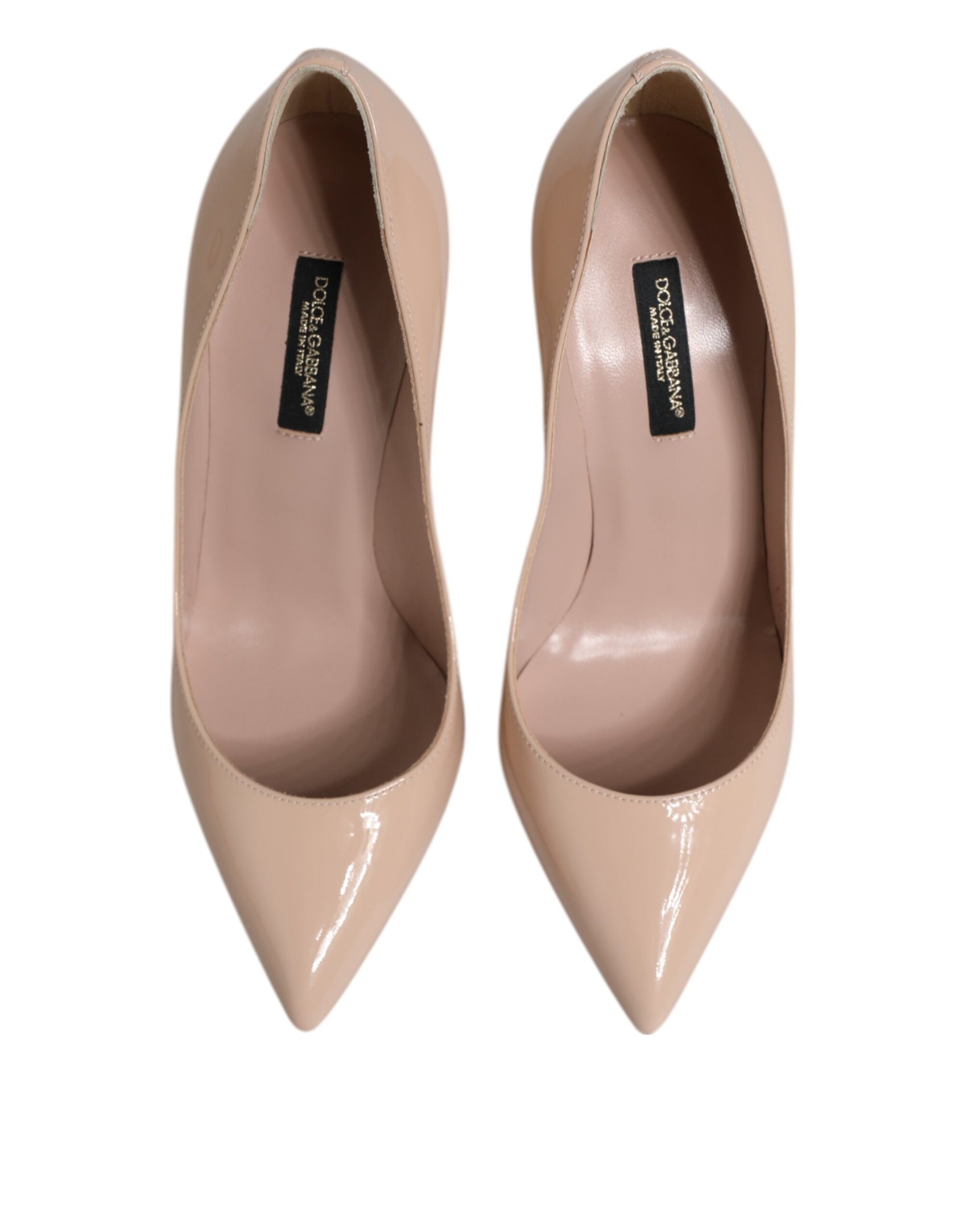 Dolce & Gabbana Beige Patent Leather Stiletto Heel Pumps Shoes