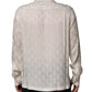 Dolce & Gabbana White Silk DG Logo Print Long Sleeves Shirt