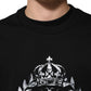 Dolce & Gabbana Black Cotton DG Logo Crew Sweatshirt Sweater