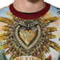 Dolce & Gabbana Tropical Heart Crown Silk Pullover Sweater