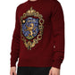 Dolce & Gabbana Burgundy Cashmere Lion Crest Pullover Sweater