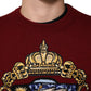 Dolce & Gabbana Burgundy Cashmere Lion Crest Pullover Sweater