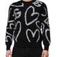 Dolce & Gabbana Black Nylon Wool Heart Print Pullover Sweater