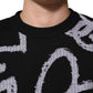 Dolce & Gabbana Black Nylon Wool Heart Print Pullover Sweater
