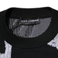 Dolce & Gabbana Black Nylon Wool Heart Print Pullover Sweater