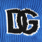 Dolce & Gabbana Blue Cotton Logo Patch Ribbed Knit Cardigan Sweater