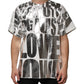 Dolce & Gabbana White Cotton Silver Metallic Slogan Print T-shirt