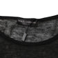 Dolce & Gabbana Black Linen Mesh Tattered Longsleeves T-shirt