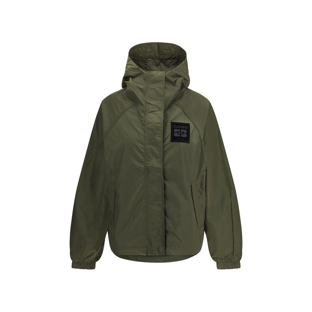 Ganni Green Nylon Shell Jacket