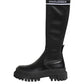 Dolce & Gabbana Black White Polyester Socks High Boots Shoes