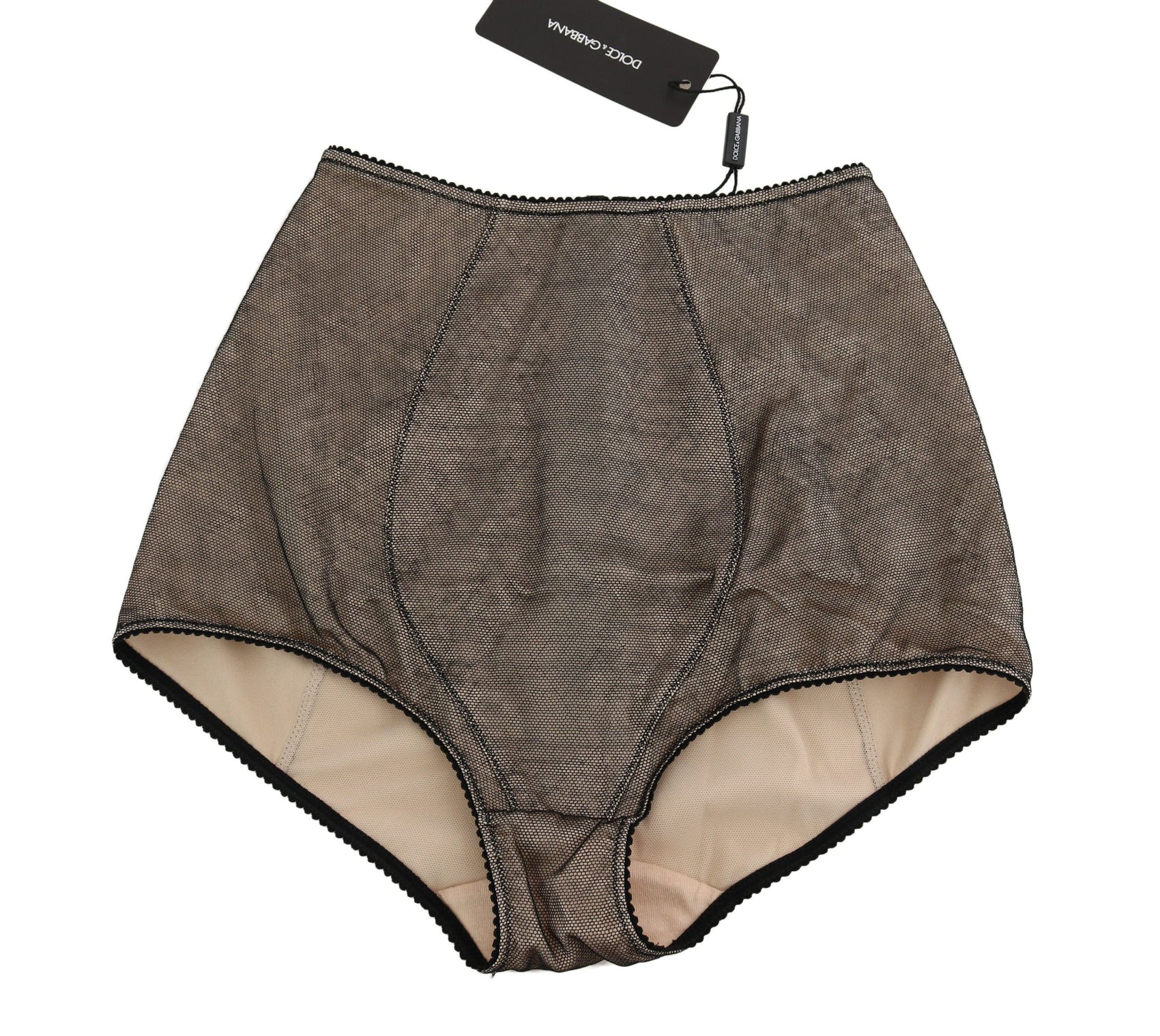 Beige-Schwarze Netz-Baumwollmischung, schicke Unterwäsche