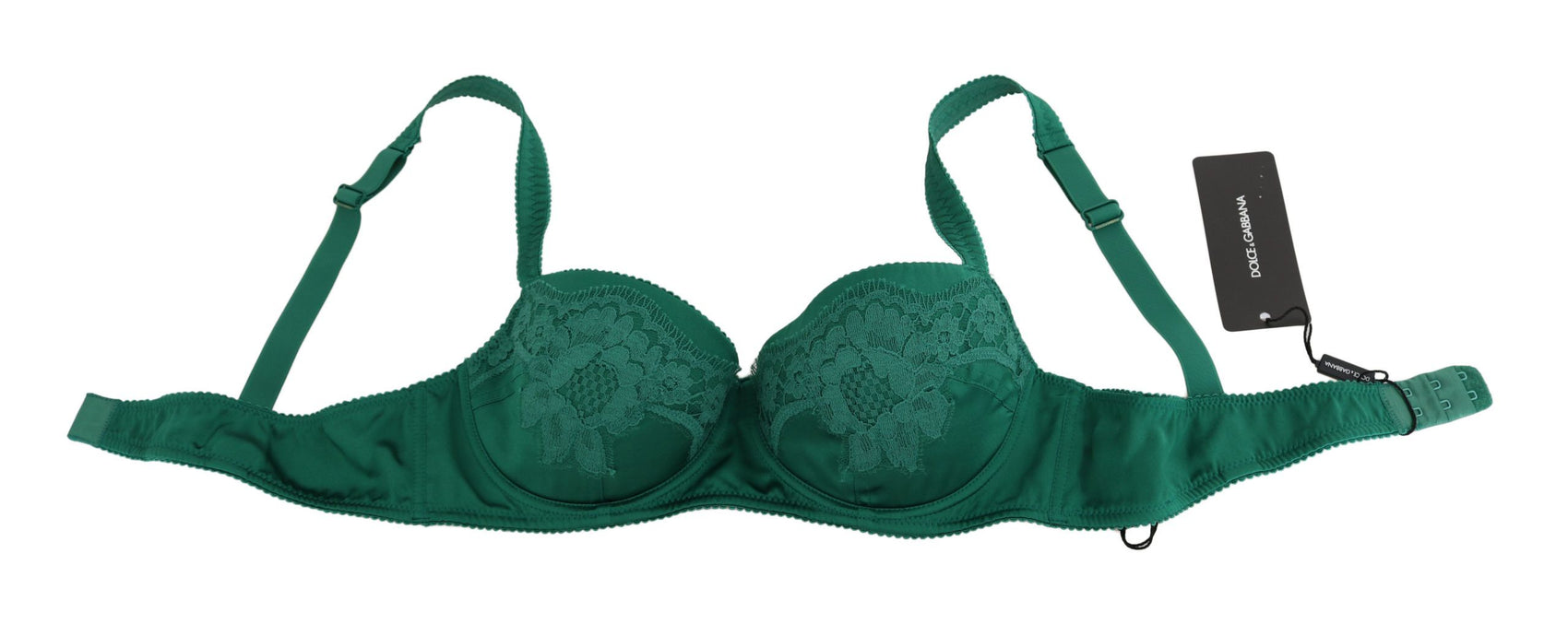 Bezaubernder grüner Seiden-BH mit floraler Spitze
