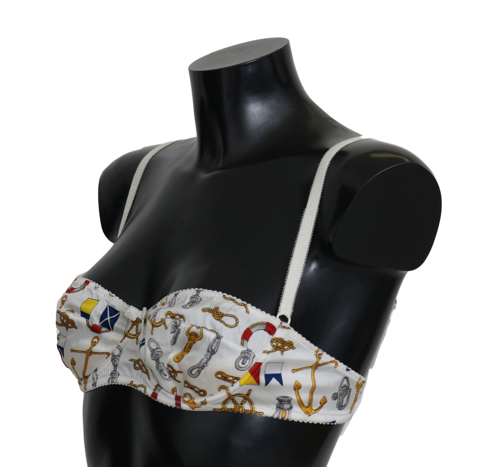 Eleganter weißer Stretch-BH mit Matrosen-Print