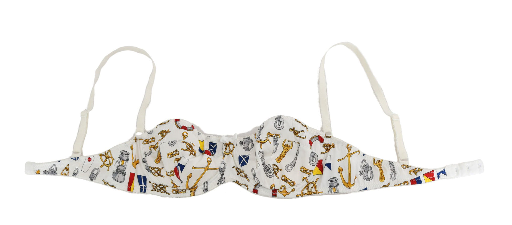 Eleganter weißer Stretch-BH mit Matrosen-Print