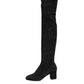 Dolce & Gabbana Black Suede Leather Knee High Boots Shoes