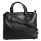 Dolce & Gabbana Black Calf Leather Logo Plaque Shoulder Tote Bag