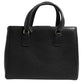 Dolce & Gabbana Black Calf Leather Logo Plaque Shoulder Tote Bag