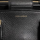 Dolce & Gabbana Black Calf Leather Logo Plaque Shoulder Tote Bag