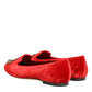 Dolce & Gabbana Red Velvet DG Heart Loafers Flat Shoes