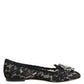 Dolce & Gabbana Black Taormina Lace Crystals Flats Shoes