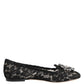 Dolce & Gabbana Black Taormina Lace Crystals Flats Shoes