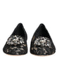 Dolce & Gabbana Black Taormina Lace Crystals Flats Shoes