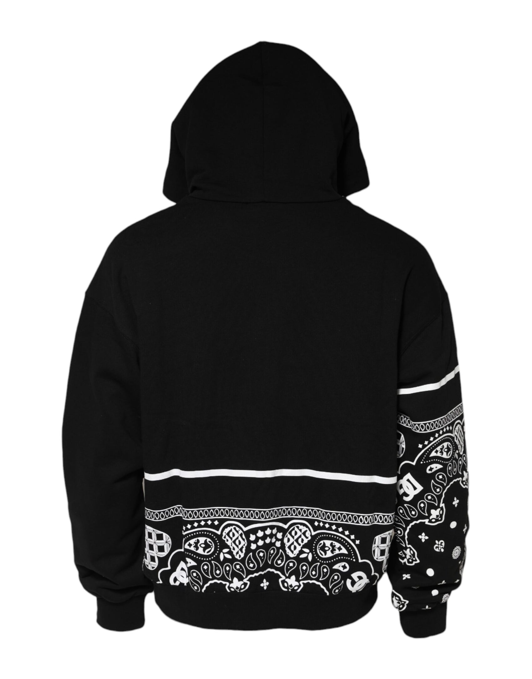 Dolce & Gabbana Black Bandana Hooded Men Sweatshirt Sweater