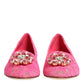 Dolce & Gabbana Pink Taormina Lace Crystals Flats Shoes