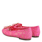 Dolce & Gabbana Pink Taormina Lace Crystals Flats Shoes