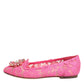 Dolce & Gabbana Pink Taormina Lace Crystals Flats Shoes