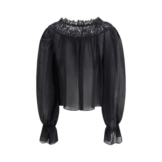 Chloé Silk georgette and lace Top