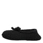 Dolce & Gabbana Black Wool Knit Slip On Ballerina Flats Shoes