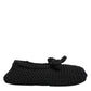Dolce & Gabbana Black Wool Knit Slip On Ballerina Flats Shoes