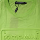 Dolce & Gabbana Green Embossed Logo Cotton Crew Neck T-shirt