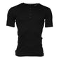 Dolce & Gabbana Black Cotton Knit Crew Neck Henley T-shirt