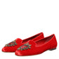 Dolce & Gabbana Red Velvet DG Heart Loafers Flats Shoes