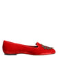 Dolce & Gabbana Red Velvet DG Heart Loafers Flats Shoes