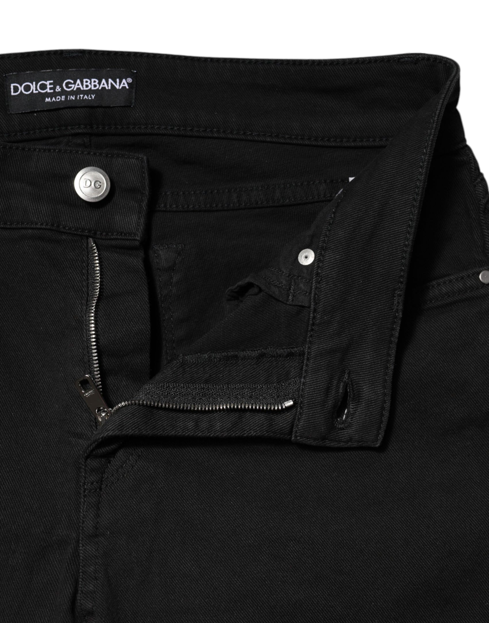Dolce & Gabbana Black Cotton Skinny Mid Waist Denim Jeans