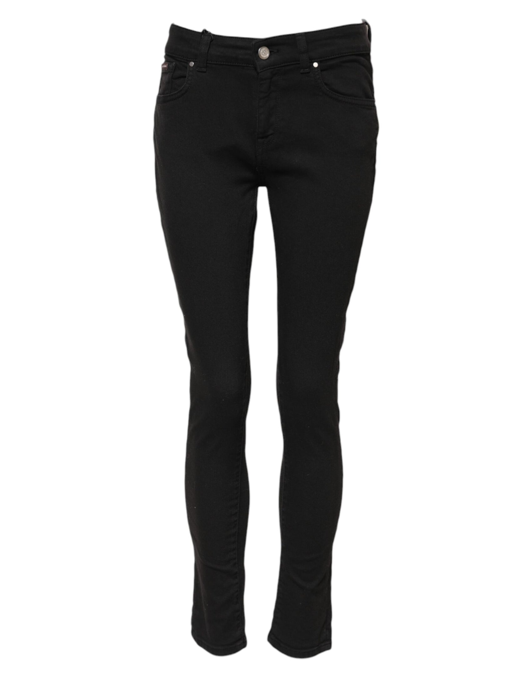Dolce & Gabbana Black Cotton Skinny Mid Waist Denim Jeans