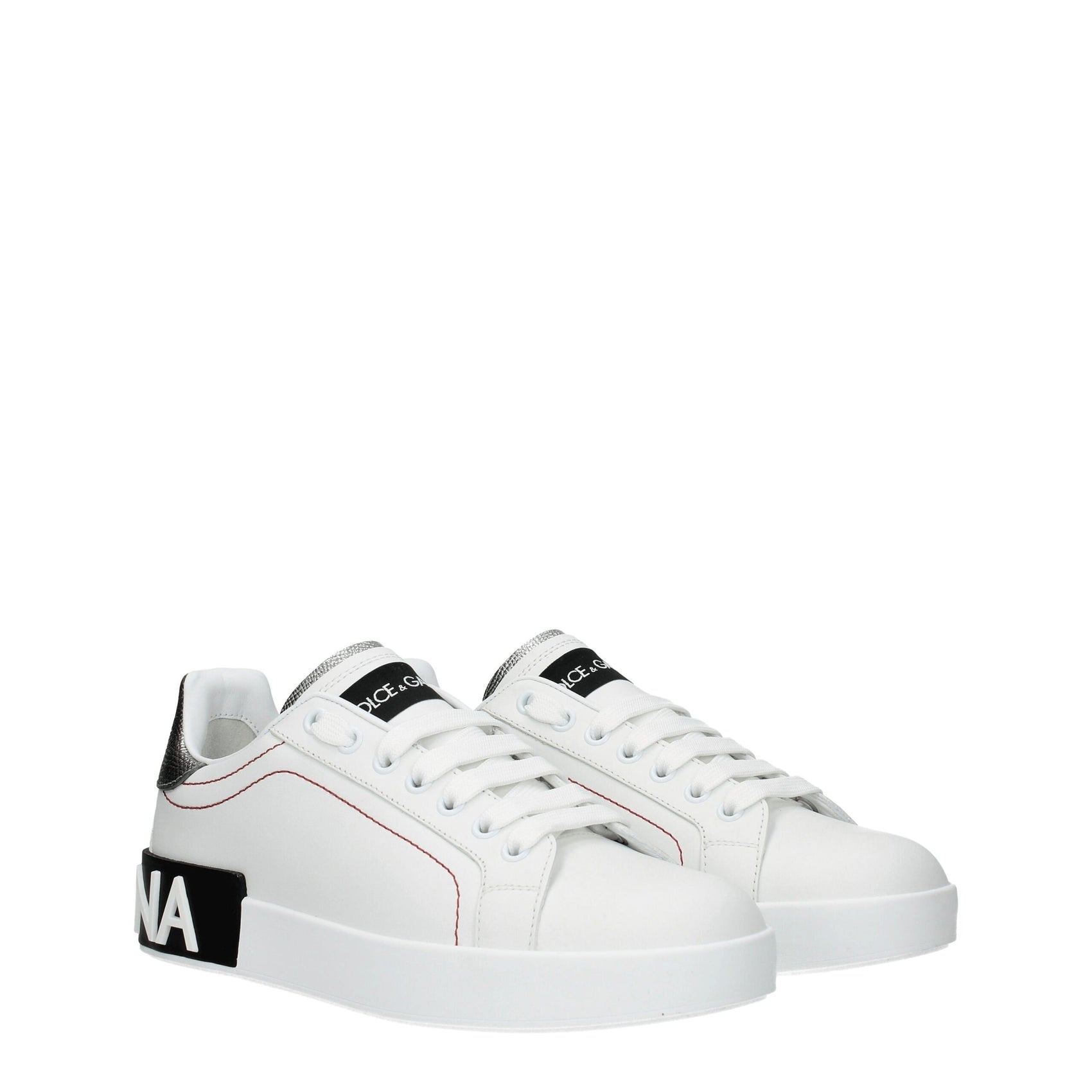 Dolce & Gabbana White Leather Low Top Sneakers