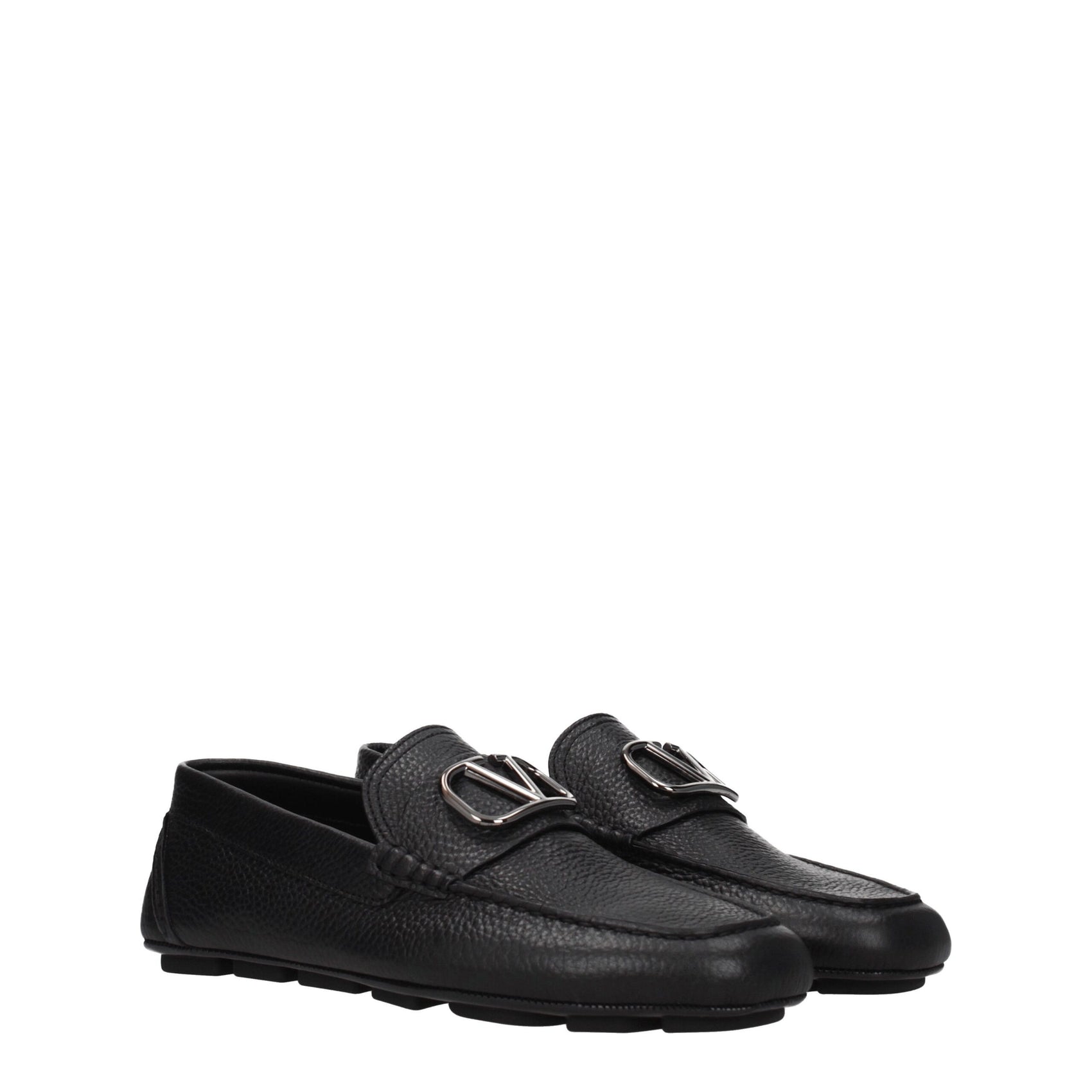 Valentino Garavani Black Leather Slip-On Loafers