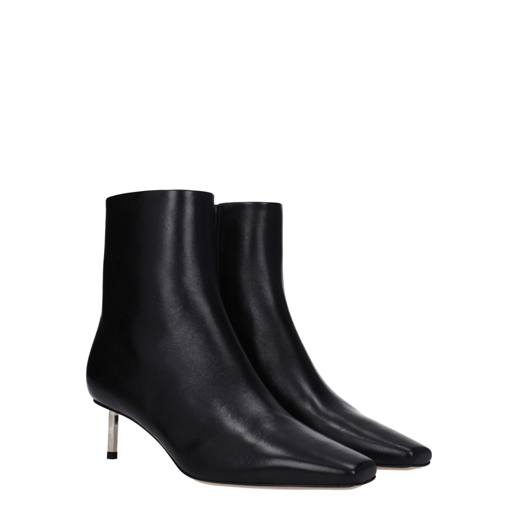 Off-White Black Leather Ankle Boots