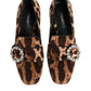 Dolce & Gabbana Brown Leopard Print Crystals Loafers Flats Shoes
