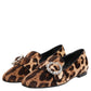 Dolce & Gabbana Brown Leopard Print Crystals Loafers Flats Shoes
