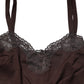 Dolce & Gabbana Dark Brown Lace Trim Wool Sleeveless Tank Top