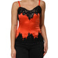 Dolce & Gabbana Red Black Lace Trim Silk Sleeveless Tank Top