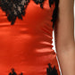 Dolce & Gabbana Red Black Lace Trim Silk Sleeveless Tank Top