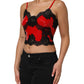 Dolce & Gabbana Red Black Lace Trim Polyester Sleeveless Tank Top